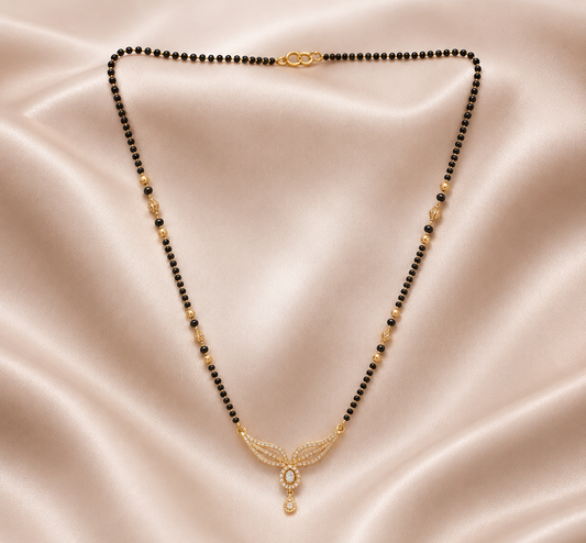 Contemporary Rose Gold Plated Mangalsutra with American Diamond Accents