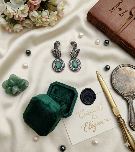 Mint Green Crystal Drop Earrings