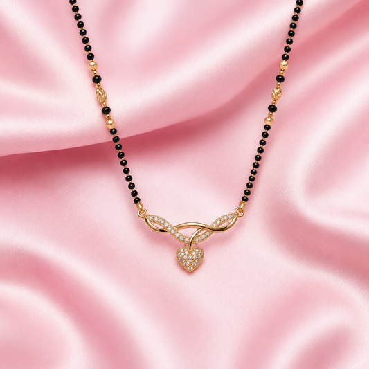 Contemporary Rose Gold Heart-Drop Anti-Tarnish Mangalsutra